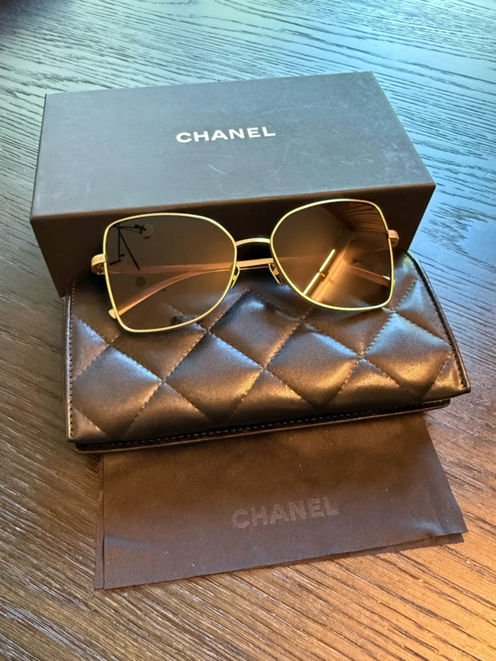 CHANEL Women’s Butterfly Sunglasses
4263-T Lattice Antique Gold